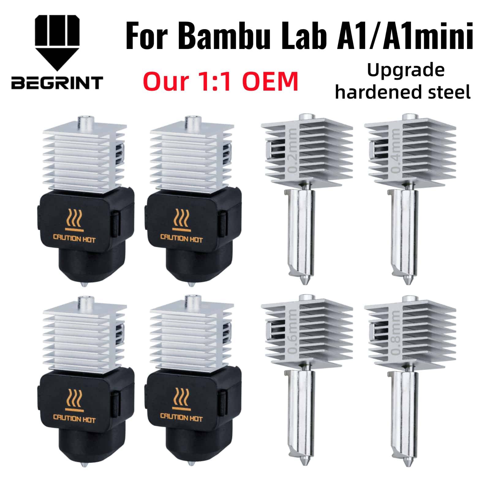 For Bambu Lab A1/A1MINI Nozzle Hardened Steel Integrated A2L Hotend Kit High-Precision A1 Nozzles Same As Original High Quality