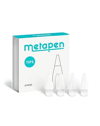 Metapen 4 Pack Tips Compatible with iPencil 2nd and 1st Generation - 1:1 Original Size (Super Durable), Replacement iPencil Tips för iPad Pro/Mini/Air, High Sensitivity Pen Nibs (White)