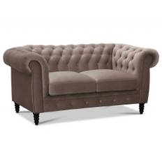 Cambridge 2-sits Chesterfield soffa Ljusgrått Sammetstyg