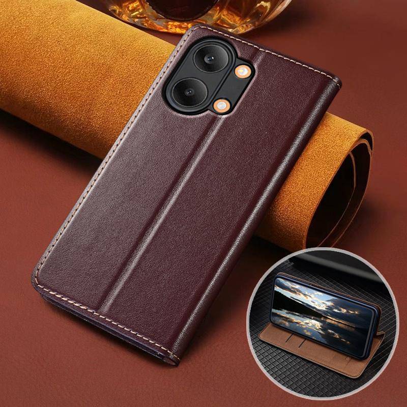 För XIAOMI POCO X8 Pro Max X8Pro 5G Fodral med lock Napa-textur Magnetiskt skydd Äkta läder Ko-läder Fickor för kort Plånboksskydd
