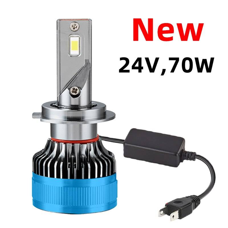 2 st 24v led glödlampa för lätt lastbil h4 h7 h1 h3 h11 6000k led 24v lastbil halvljus helljus led strålkastare lastbil ljus endast för 24v - 24v 70w / H7