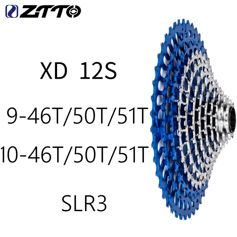 ZTTO Ultralight MTB XD Cassette 280g-310g Blue-Silver SLR3 K7 CNC Sprocket 12S 9-46T 9-50T 9-51T 12-Speed 10-46T 10-50T 10-51T