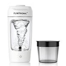 flintronic Proteinskakningsflaska, 650 ml USB C uppladdningsbar elektrisk proteinskakningsflaska, läckagesäker reseblandare för proteinshakes-BPA-fri, tillverkad med Tritan, bärbar mixerkopp (vit)