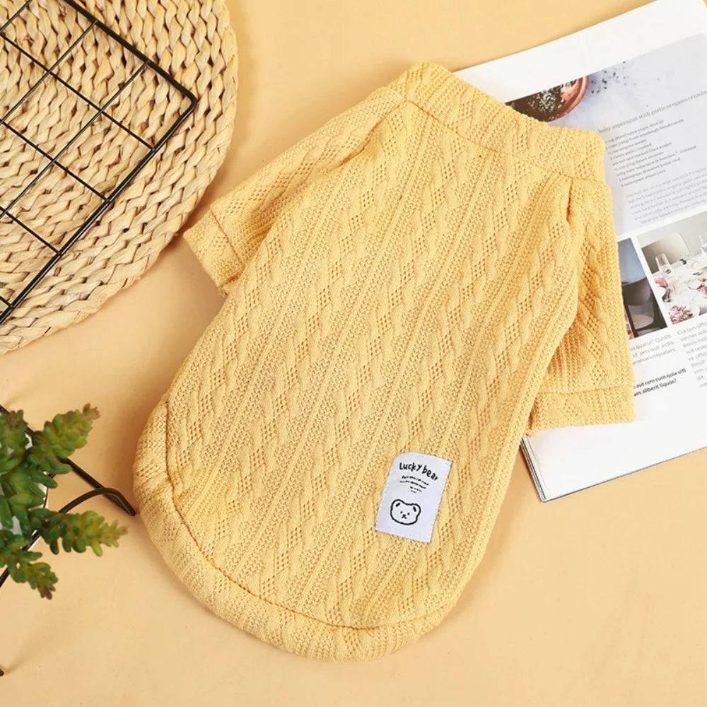 Long-Sleeve Knitted Pullover Sweater for Cats & Small Dogs - Yellow / XXL-suggest 7.5-10kg / SPC (XXL-suggest 7.5-10kg)