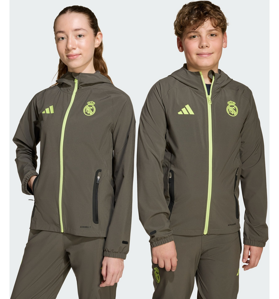 Adidas Adidas Real Madrid Tiro 25 Competition Vis Tech Resejacka För Barn Fanshop fotboll Utility Grey / Semi Frozen Yellow - 11-12Y