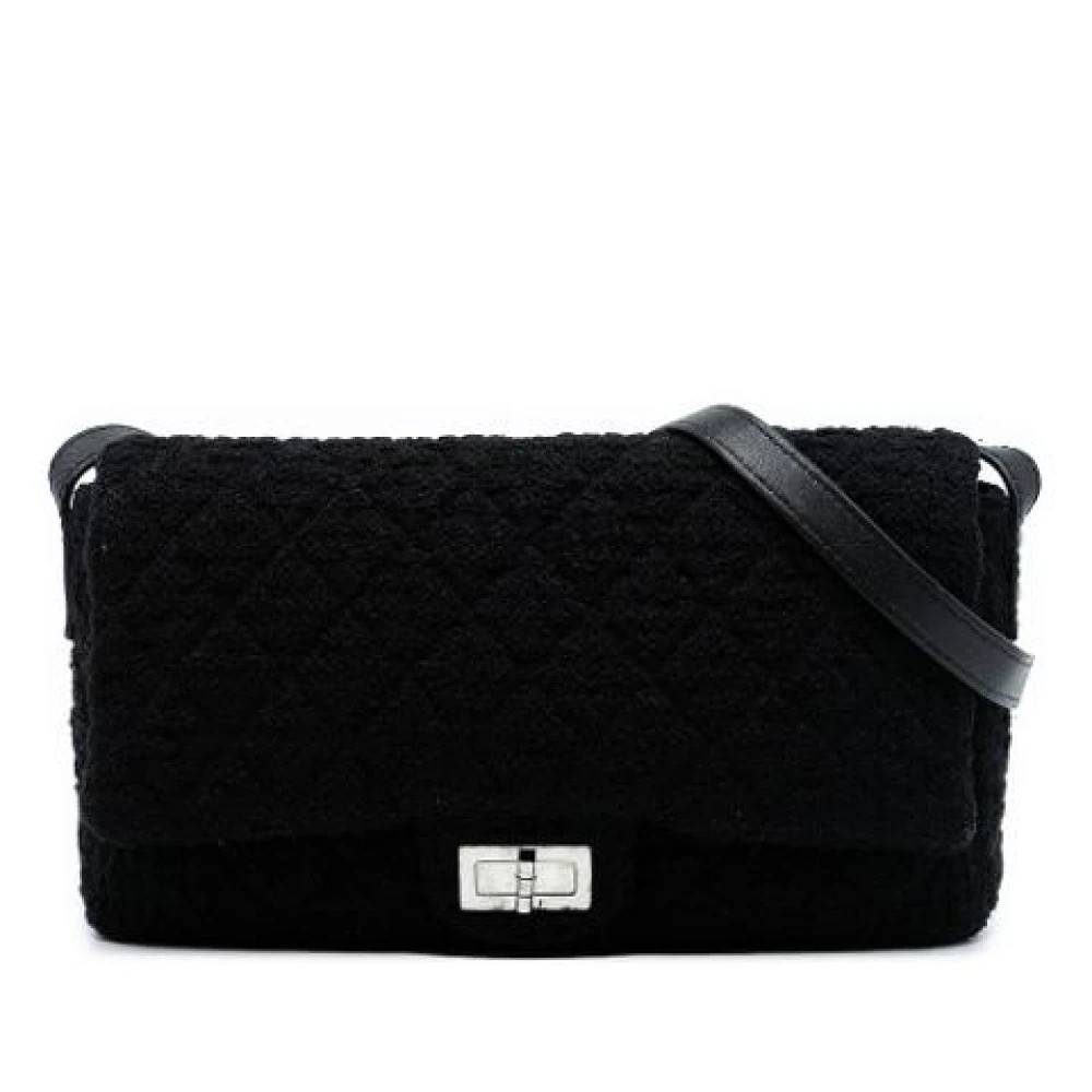 Chanel Vintage Pre-owned Tweed Flap Crossbody Taske - Vintage - Dame - Sort - ONE SIZE - Tweed