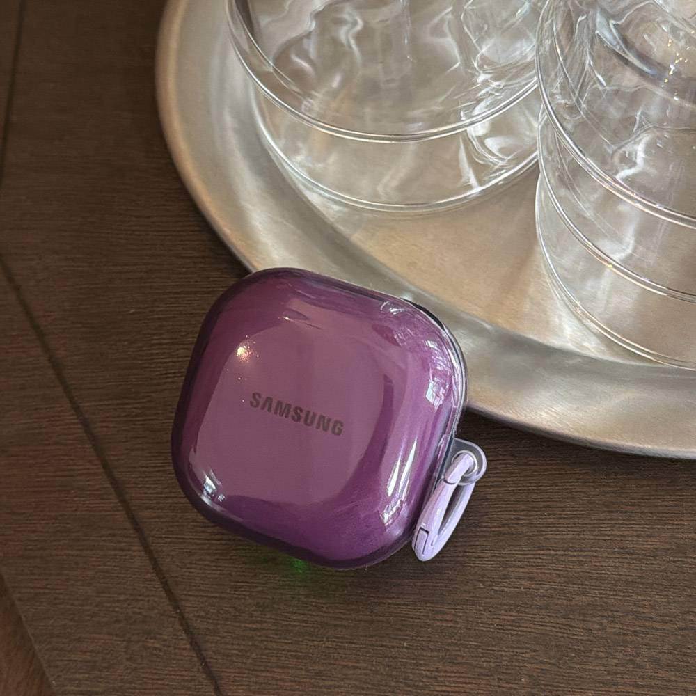 Translucent Purple Earphone Case For Samsung Galaxy Buds 4 Pro 2 Live Cases for Buds 3 Pro FE Core Soft Headset Protective Cover