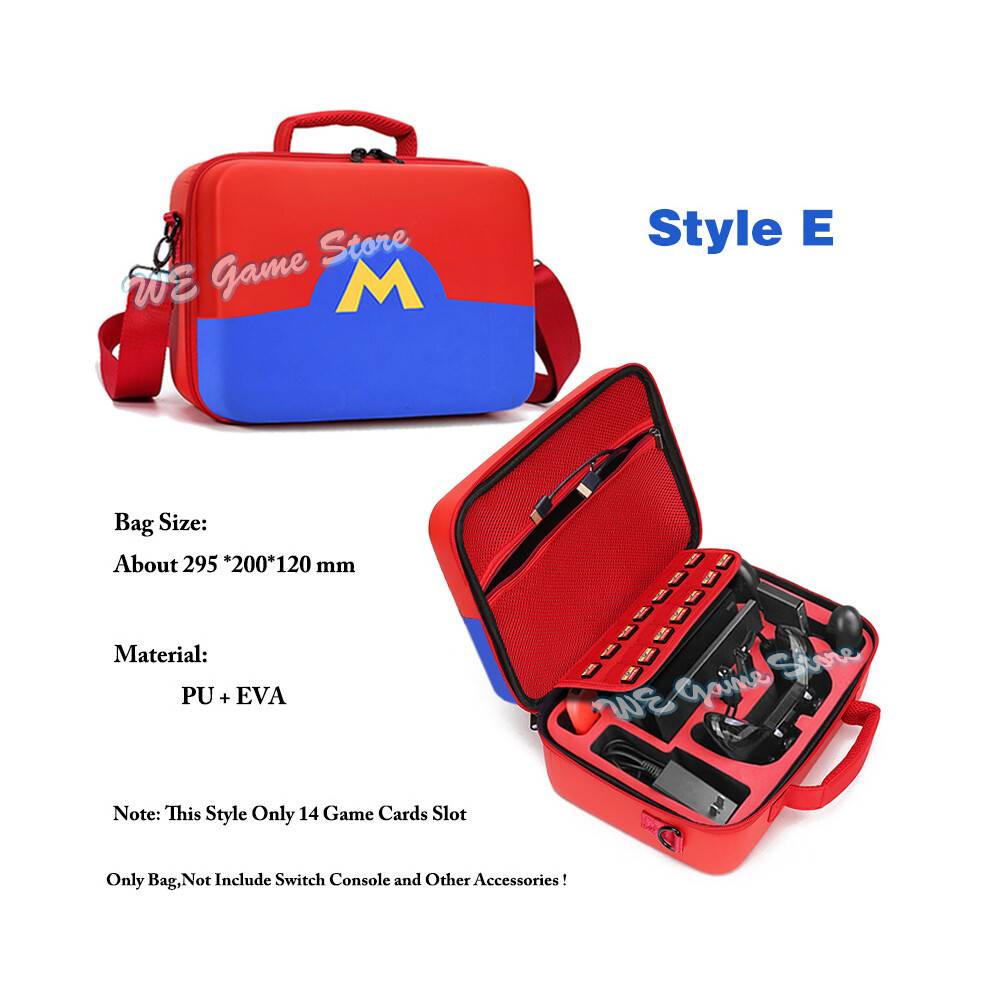 (Stil E)Deluxe söt väska för Nintend Switch Portable Protective Hard Carrying Box Mjukt foder Nintendo