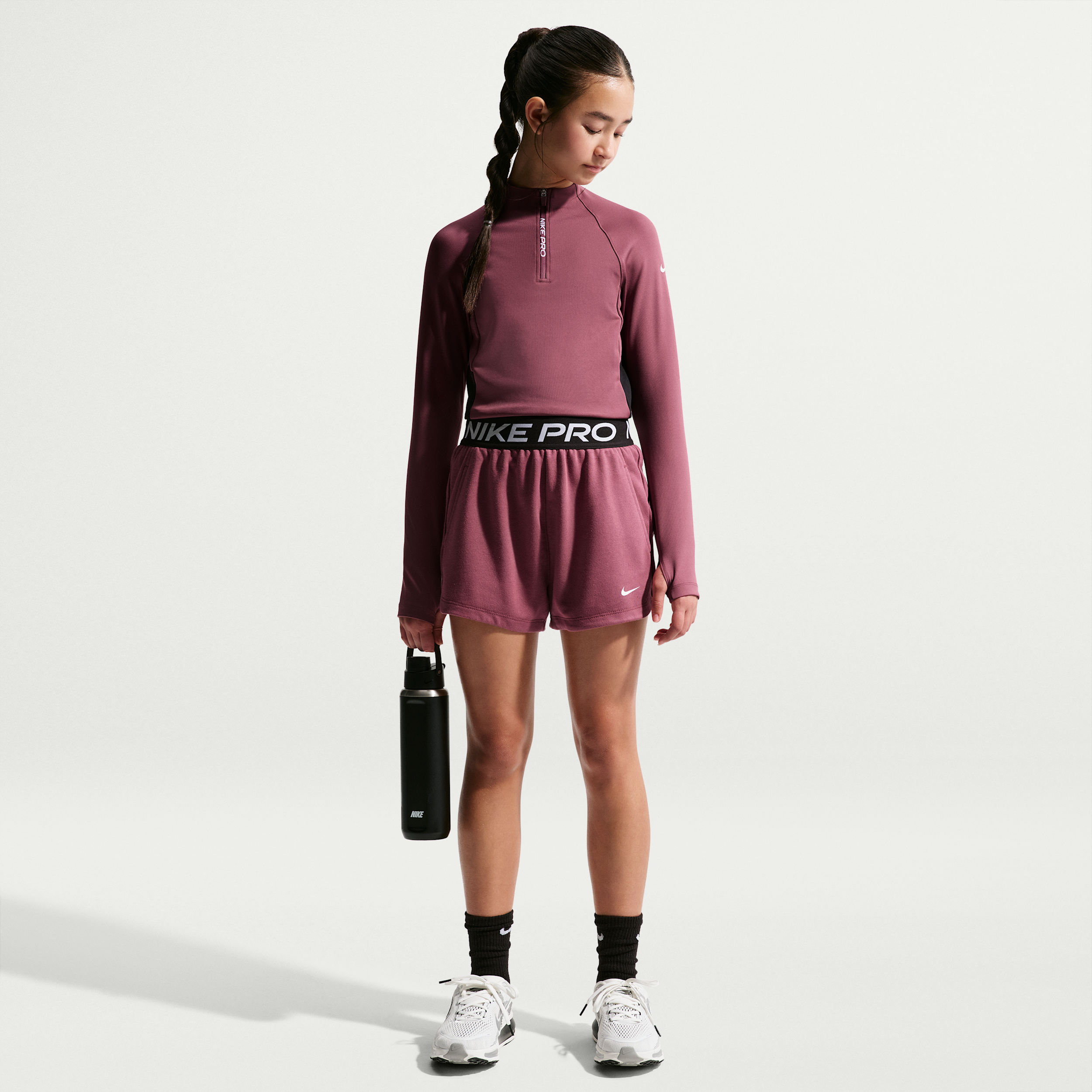 Nike Pro Fleece Dri-FIT-shorts til større børn (piger) - rød