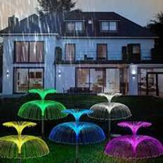 1pc/2pcs Solar-Powered Waterproof Outdoor Double Layer Jellyfish Lamp, Solar Flower Garden Light, Yard Pathway Decor (Color Random Solar Panel)