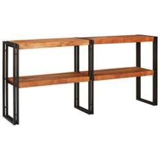 Konsolbord med hylla Brun 160 x 33 x 75 cm massivt akacia