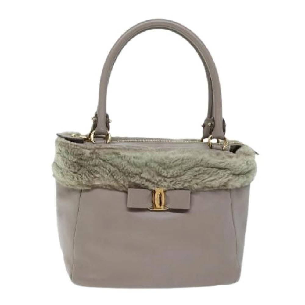 Salvatore Ferragamo Pre-owned Pre-owned Vala Læder Håndtaske - Vintage - Dame - Grå - ONE SIZE - Læder