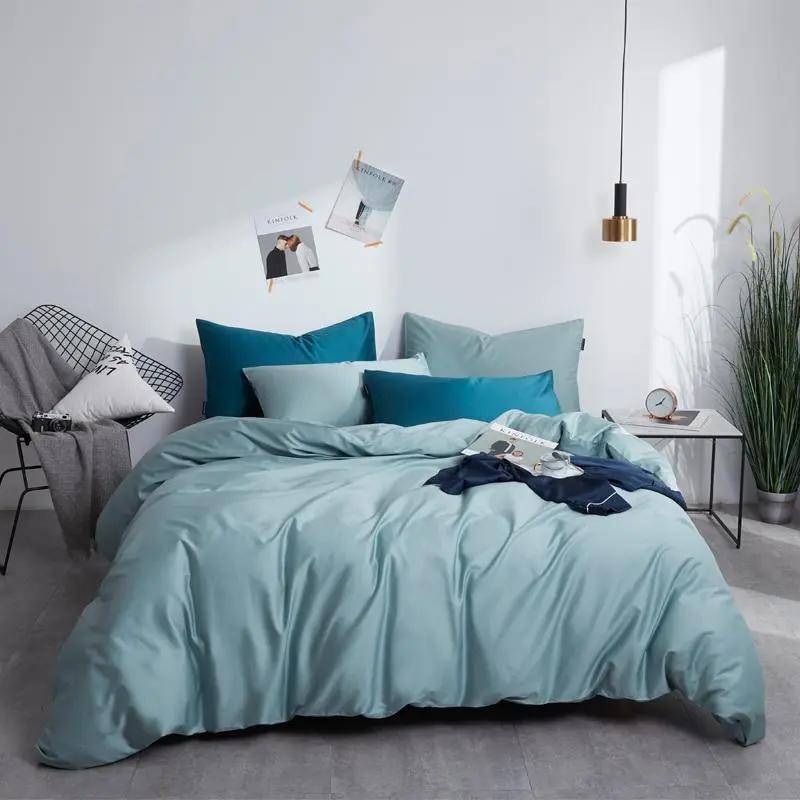Påslakanset i 100% bomull turkosblå, 150 x 200 cm (4Pcs)