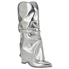 Nine West kvinnors Amazin Mid Calf Boot, Silver 040, 37 EU