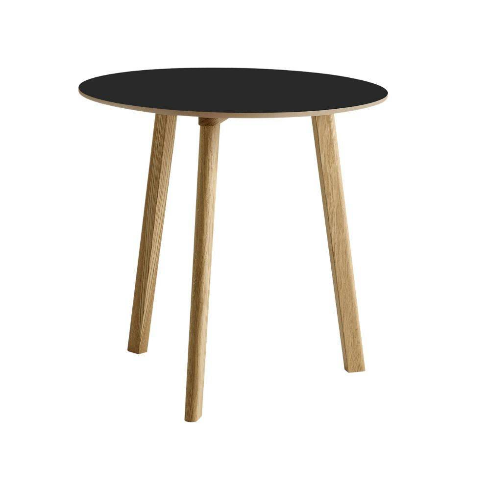 HAY CPH Deux 220 Table Spisebord Black Laminate & WB Lacquered Oak Ø75 cm