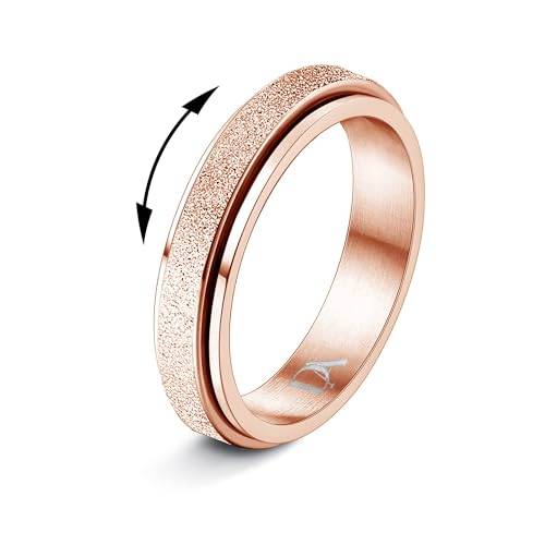 Diamday ångestringar spinner ringar för stress ångestlindring fidget ring, 7, Rostfritt stål