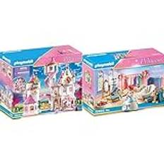 PLAYMOBIL Princess 70447 Stort prinsesslott med roterande dansplatta, från 4 år och uppåt & PLAYMOBIL - 70454 - Kungligt badrum med klädkammare