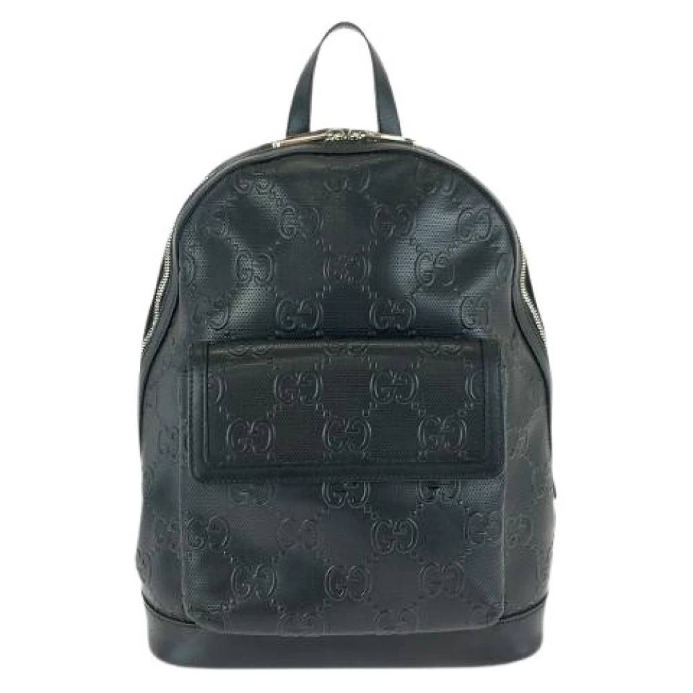 Gucci Vintage Pre-owned GG Embossed Leather Backpack - Vintage - Herre - Sort - ONE SIZE - Uld