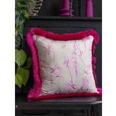 Rockett St George Rockett St George Pink Bamboo Viscose Print Velvet Fringe Cushion