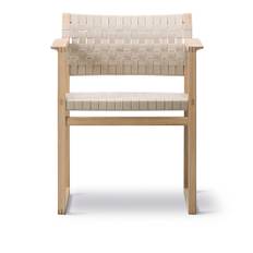 Fredericia Furniture - BM62 Armchair Linen Webbing, Lackerad ek, Sits natur - Matstolar - Børge Mogensen - Beige - Naturmaterial/Trä