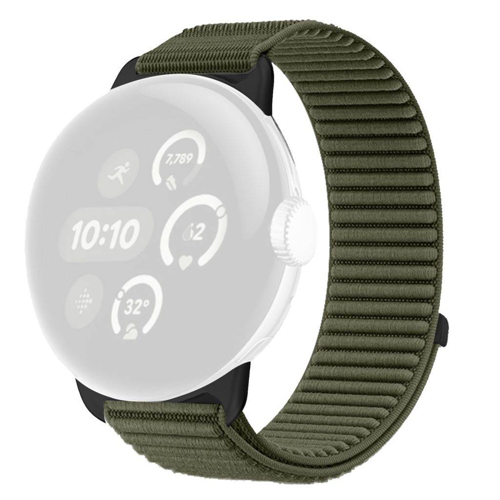 Google Pixel Watch 4 45 mm osv. Urrem i nylon - Mørkegrøn