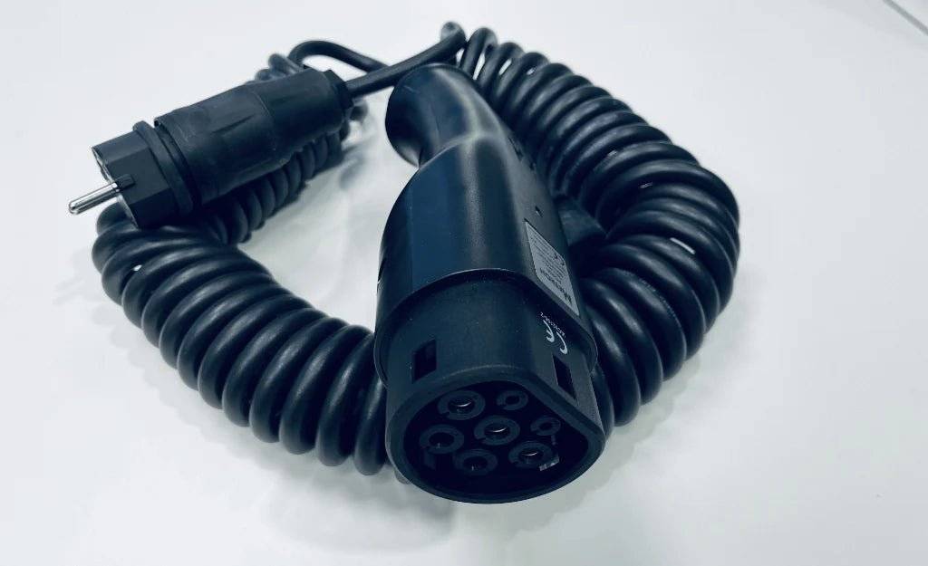 Laddkabel Mode 2 Typ 2 6–16A spiral Evconnect – portabel EV-laddare 230V Schuko