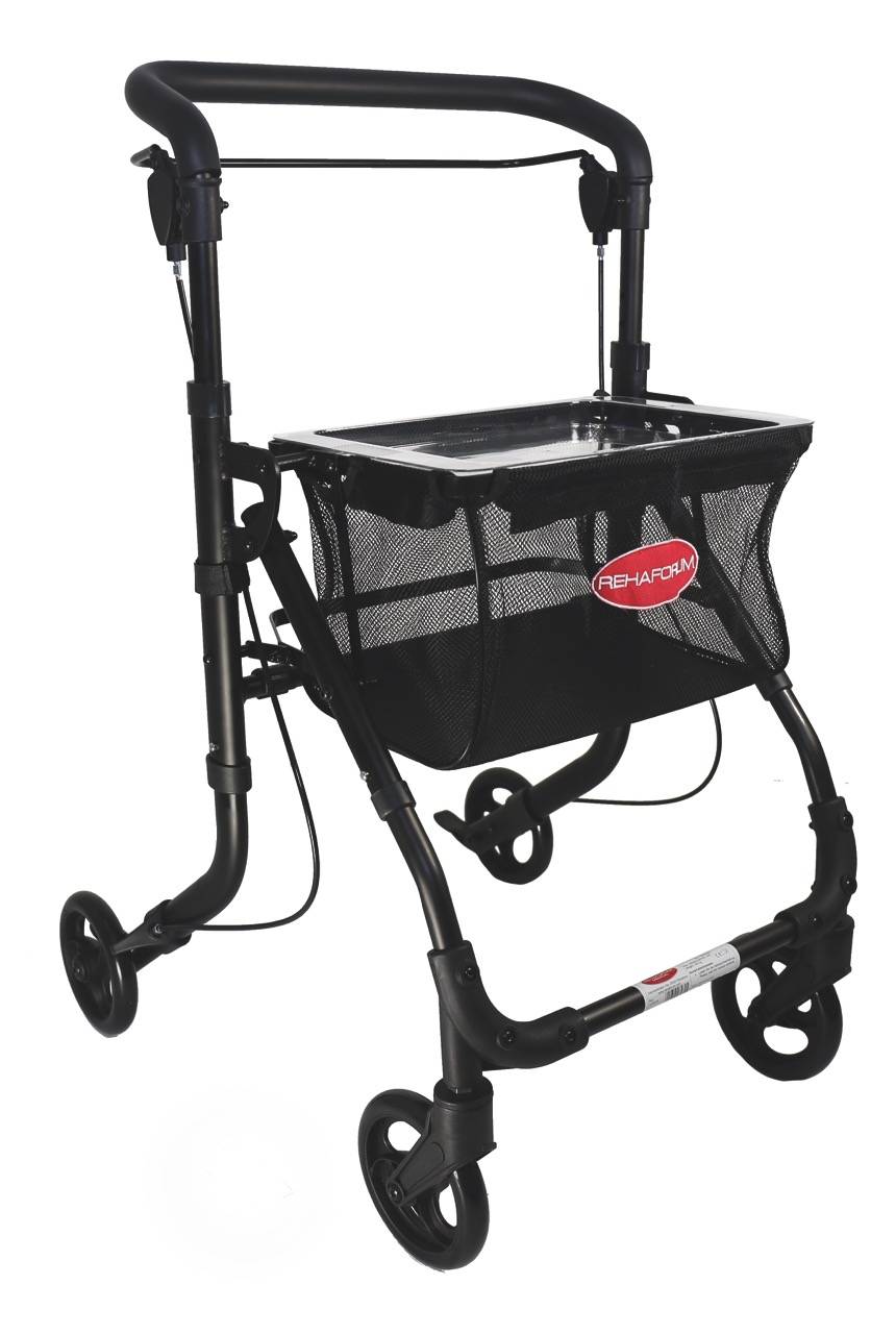 Rollator Indendørs Sort med bakke/kurv