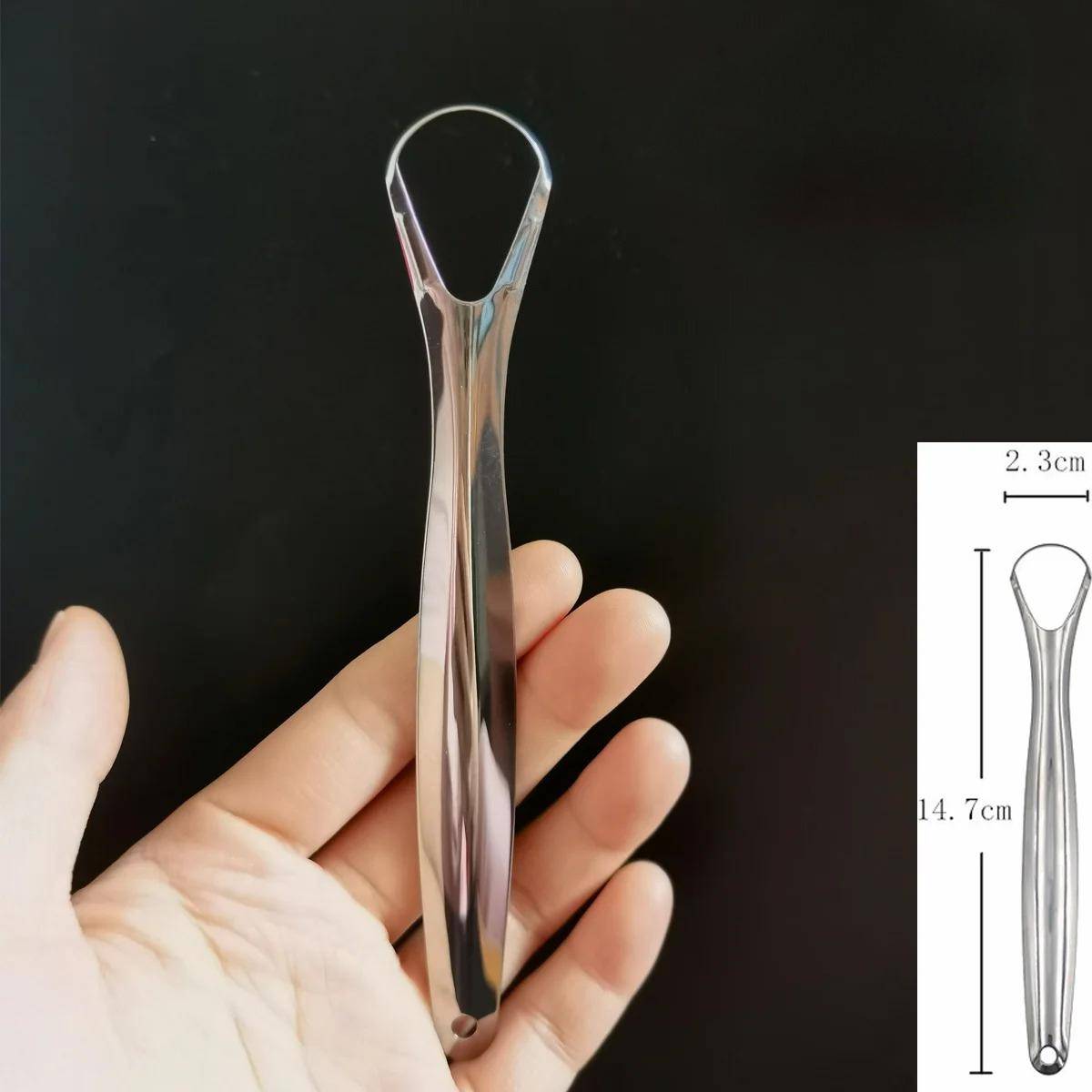 1Pc Bairis Stainless Steel Tongue Scraper Brush Oral Care Tool Reusable Tongue Cleaner for Bad Breath Removal Hygiene