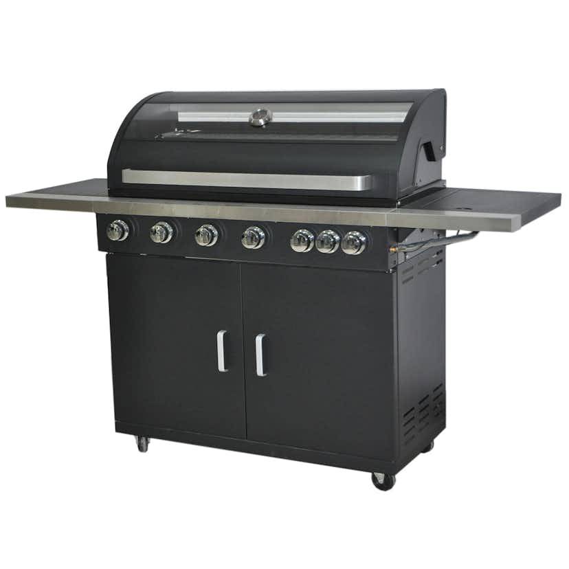 KOBE Gasolgrill 6+1 brännare svart glaslock