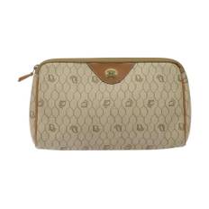Dior Vintage, Pre-owned, Dame, Beige, ONE SIZE, Uld, Brugt Beige Logo Print Kosmetikpose