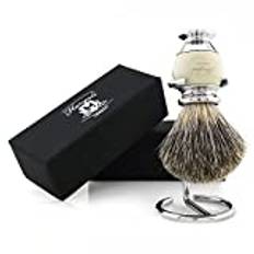Haryali London Rakborste – Super Badger rakborste – elegant och unik design – rakborste för grävlingshår – med elegant vit färg – en perfekt matchning till ditt rakkit