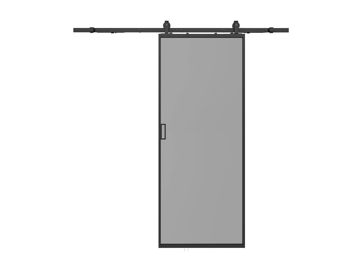 Skjutdörr med utanpåliggande system - aluminium och rökfärgat härdat glas - H205 x L63 cm - LINCI II