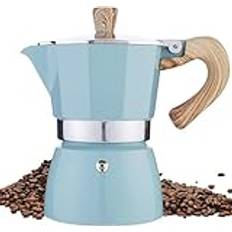 Retoteng Moka Pot, italiensk kaffekanna 3 kopp/5 oz spishäll espressomaskin spishäll camping manuell kubansk kaffe perkolator maskin italiensk espresso greka kaffebryggare bryggare perkolator (blå)