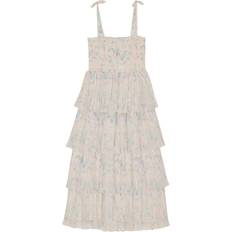 Ganni Pleated Georgette Strap Smock Midi Dam Midiklänningar Stl. 40 - Från Magasin - Tofu (40)