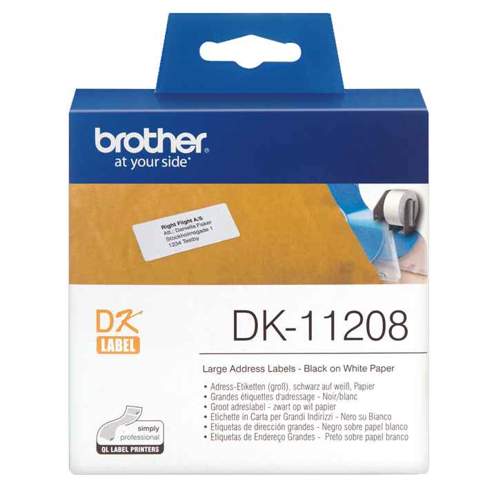 Etikett DK11208 38x90mm vit 400st/rl