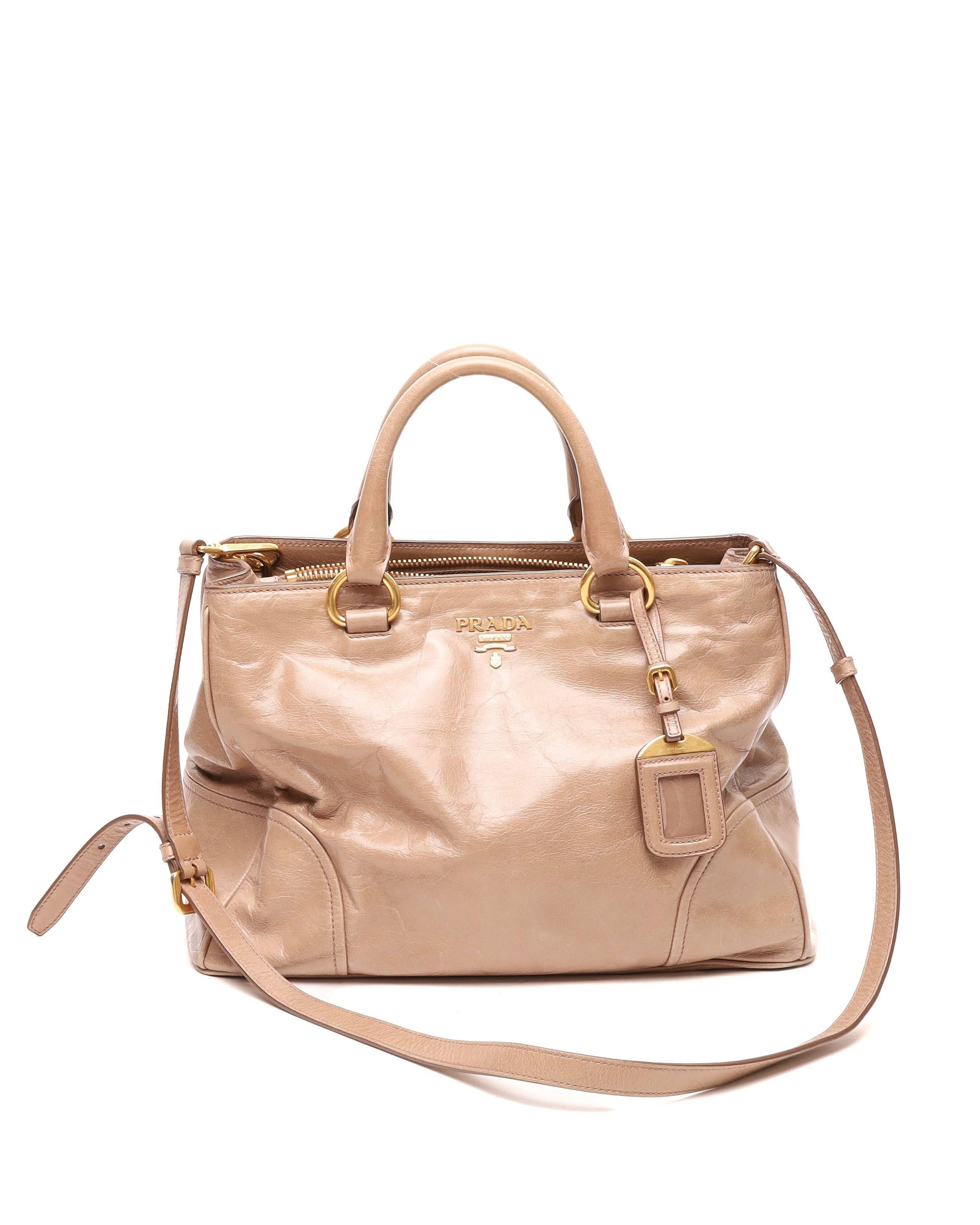 Prada Vitello Shine Tote Bag - Beige - One Size