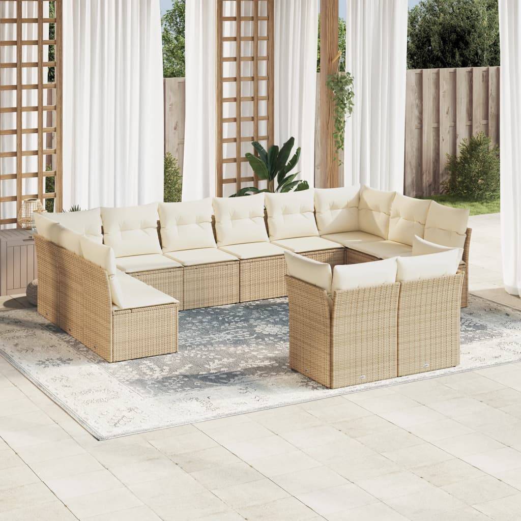Sofasæt Til Haven 13 Dele Med Hynder Polyrattan - beige og cremefarvet / Uden bord