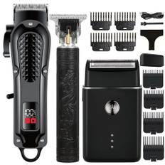 TEMU 3pcs/set, Men's Hair Clipper And Trimmer Set, Electric Shaver, Kit, Barber Haircut Set, Usb Powered, Lcd Display, Men's Wireless Hair Clipper, Holiday Gift For Him Father's Day Gift