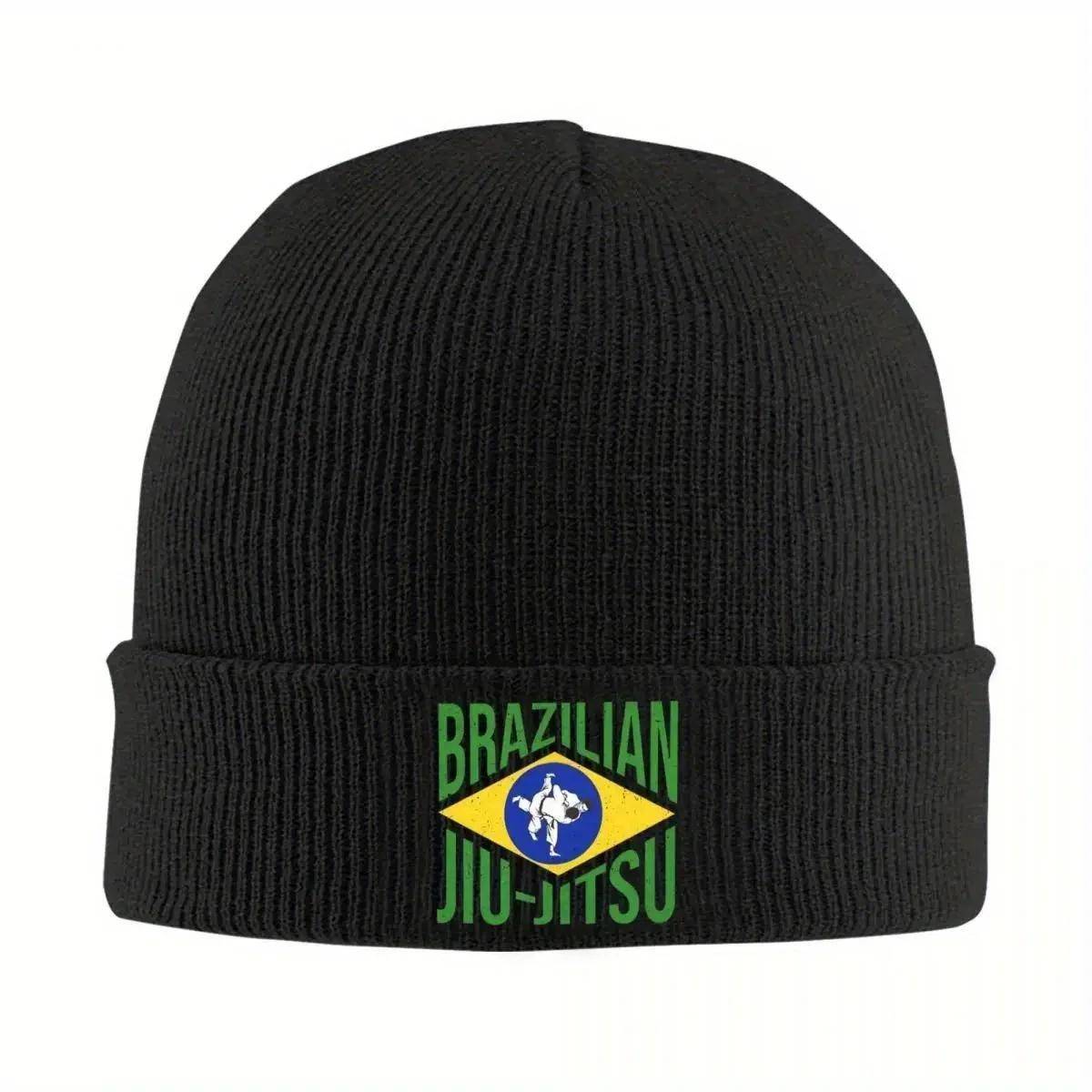 New  Brazilian Jiu-Jitsu BJJ - Gift For Martial Arts Lovers Warm Knitted Cap Bonnet Hat Autumn Winter Outdoor Beanies Hats Me cm black