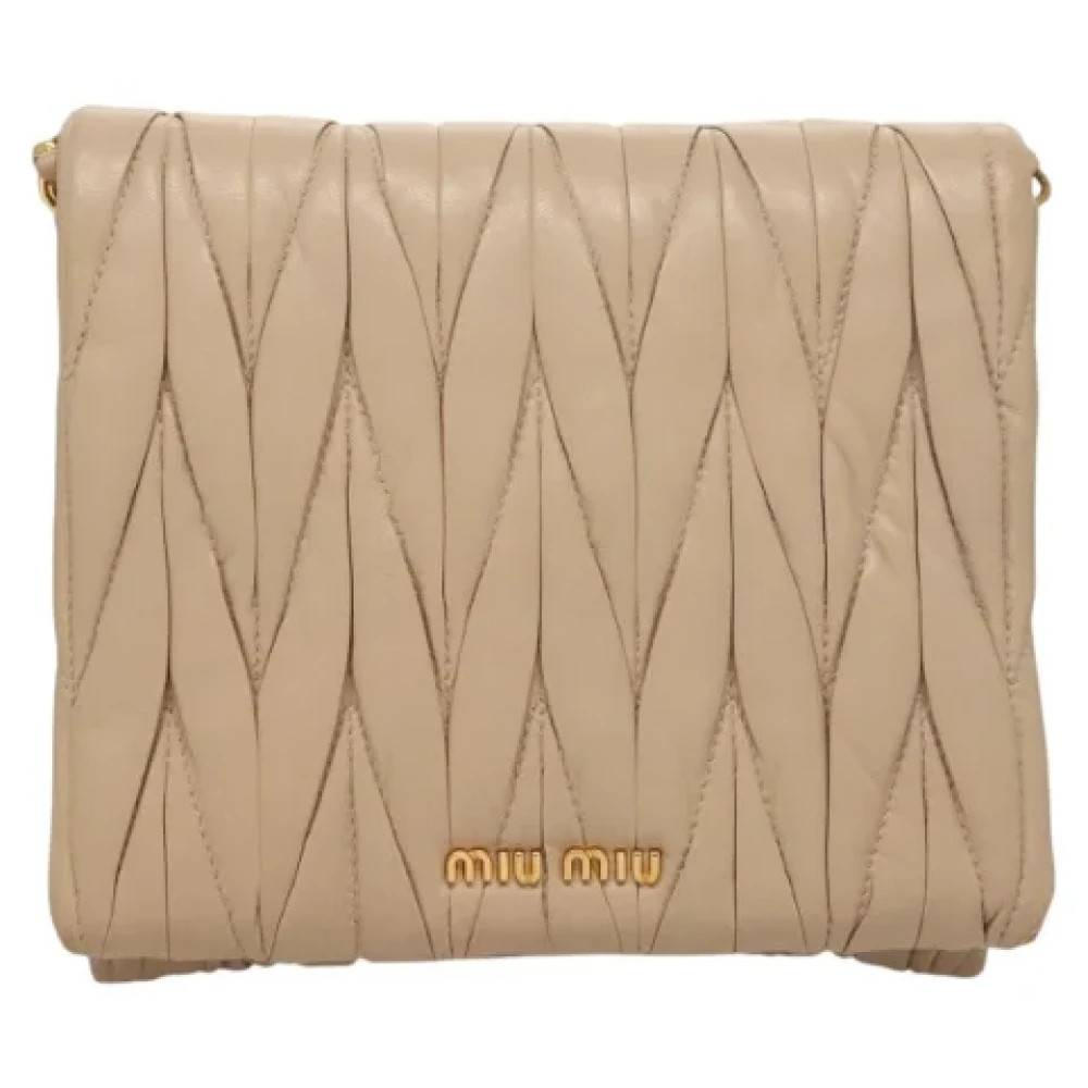 Miu Miu Pre-owned Pre-owned Laeder skuldertasker - Vintage - Dame - Beige - ONE SIZE - Uld