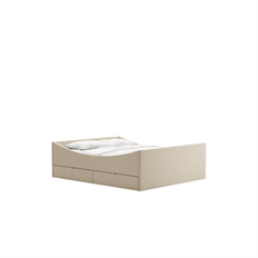 RYE Curved Sengestel Med 2 Skuffer 200x200 Lys Beige