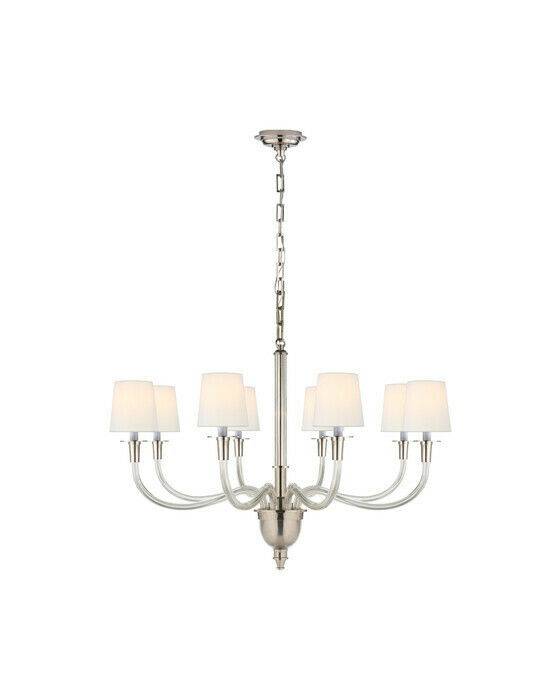Vivian One-Tier Chandelier Polished Nickel/Linen Large