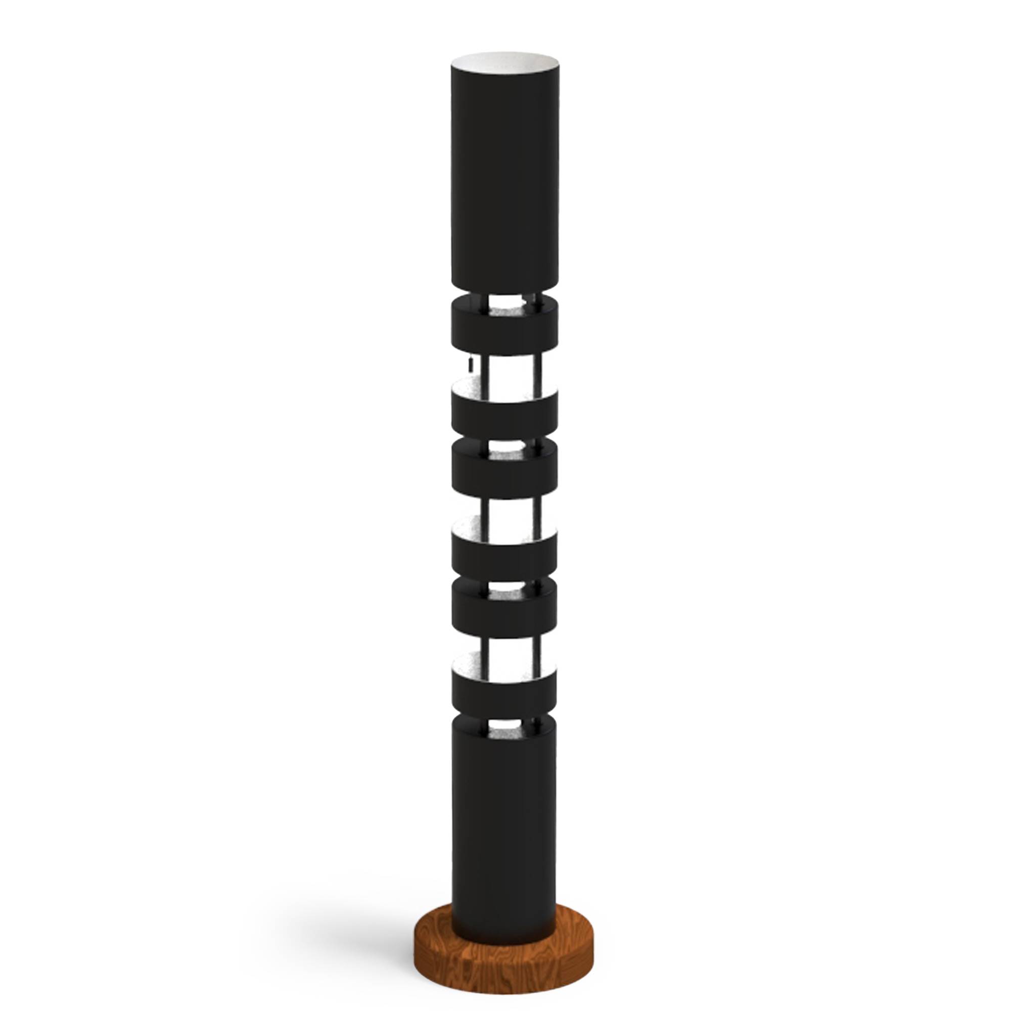 Serge Mouille - Colonne lumineuse Petit Totem –Small Totem Floor Lamp - Skärmlampor - Serge Mouille - Svart - Metall/Trä