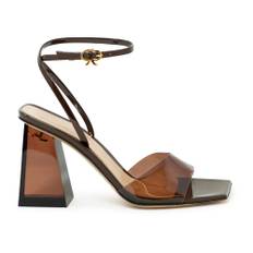 Gianvito Rossi, Skor, Dam, 37 EU, Läder, Bruna Glas Patent Läder Sandaler