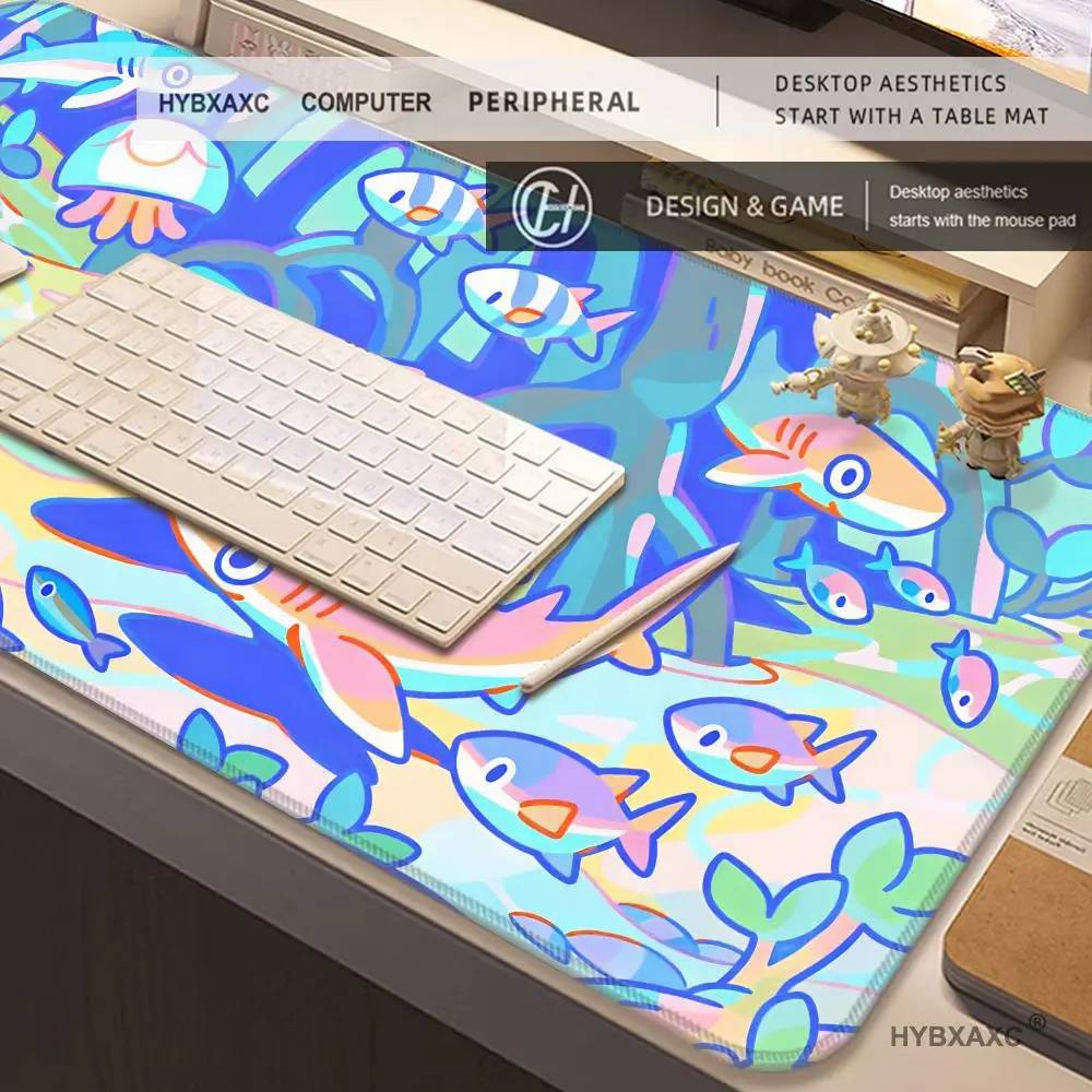 Kawaii Shark Large Mouse Pad 1200X600mm Cute Gamer Computer Mouse Mat XXL Blue Gaming Accessories Laptop Desk Mat
