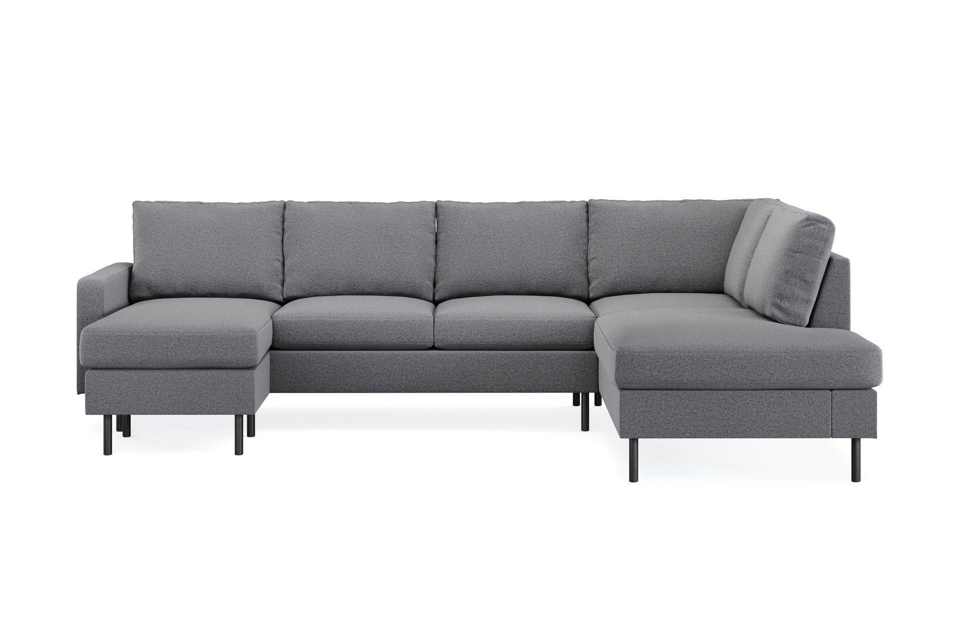 Scandinavian Choice Peppe 4-sits Högervänd U-formad Soffa med Divan och Schäslong i Tyg - Ljusgrå U-soffa Grå