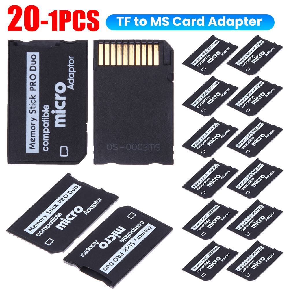 TF To MS Card Mini Memory Stick Card Adapter Plug and Play Card Reader Adapter Replacement Parts Accessories for Pro Duo