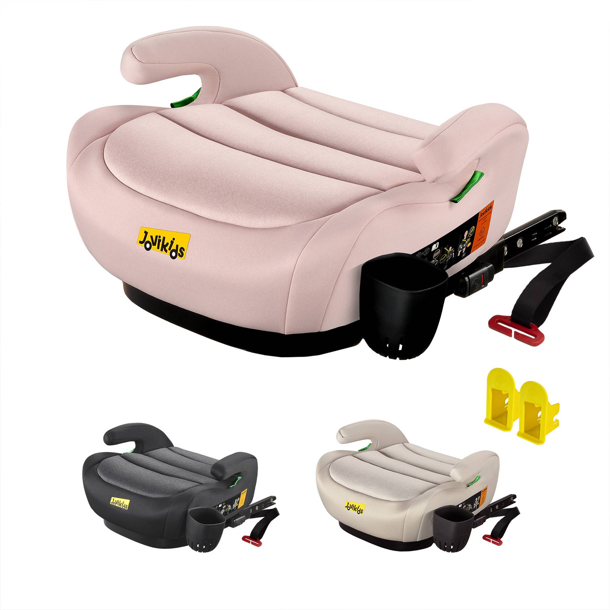 Safe ISOFIX Car Booster Seat with ECE R129 i-Size and Cup Holder, Portable Travel Booster Cushion for Kids and Vehicles, 40L x 42W x 17H cm, Pink Aosom UK