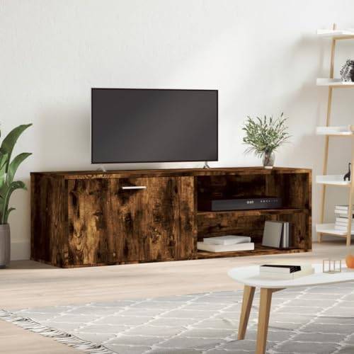 Rantry Ek Rök TV-skåp 120 x 34 x 37 cm Trämöbler, TV-bänk TV-ställ låg TV-skåp för vardagsrum soffbord industriell TV-ställ vardagsrum b