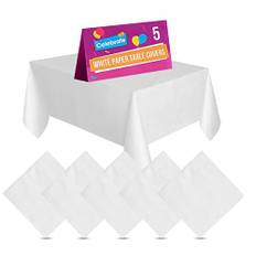 5-pack vita bordsdukar i papper | pappersdukar för fester | vitt bordsskydd engångsbordskläder för fester | vita engångsdukar papper bordsskydd | vit bordsduk